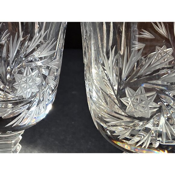 Vintage Crystal Cordial Glasses Set Of 2 With Starburst Etching - Picture 6 of 8